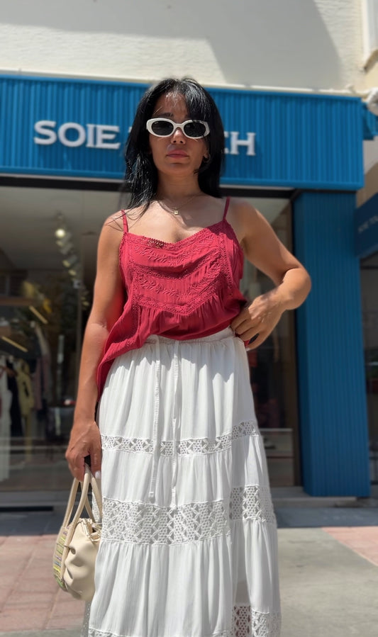 Keten Nakışlı Üst