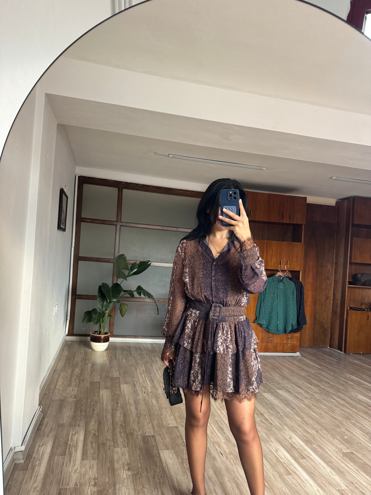 Kahve Kemerli elbise