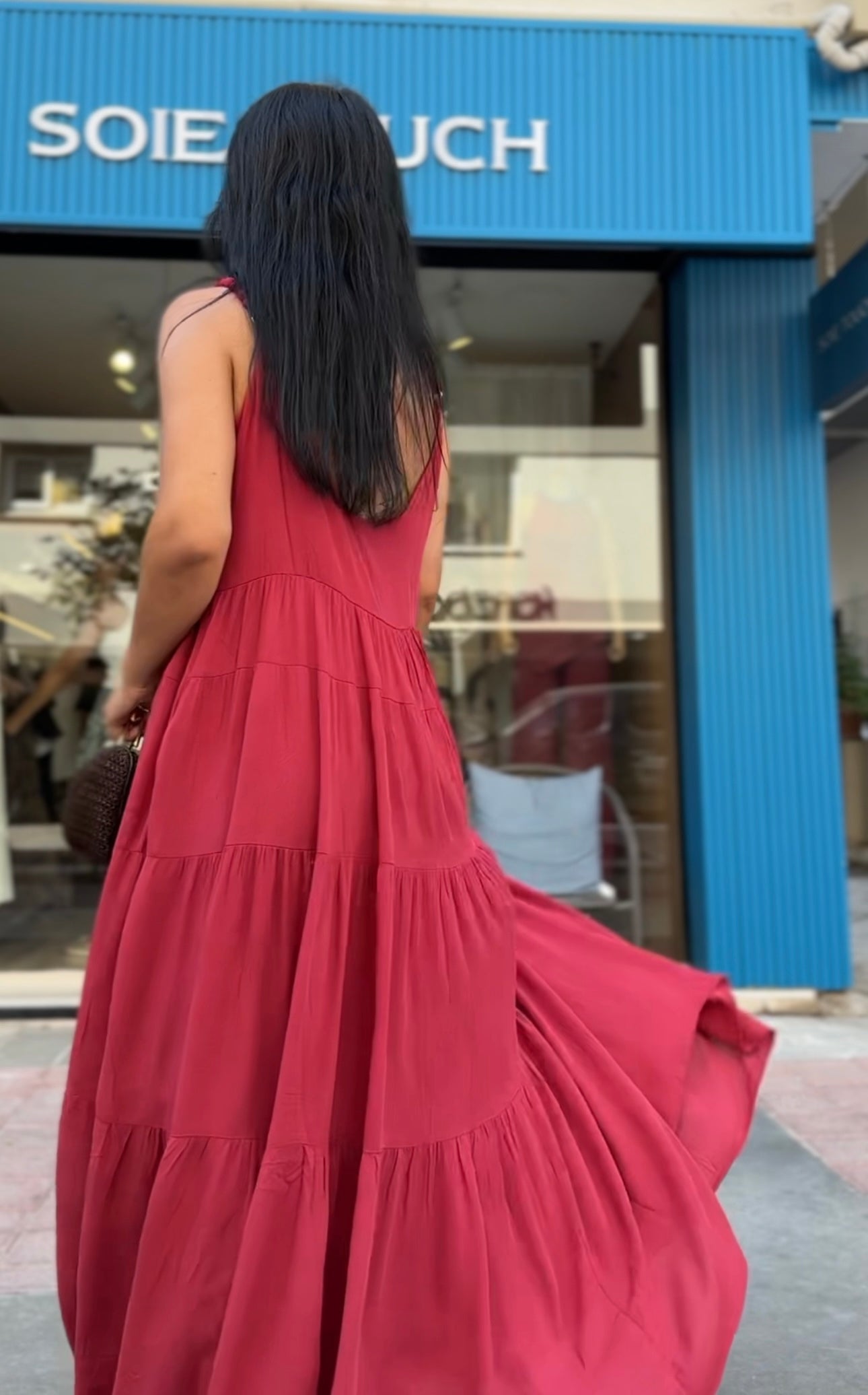 Bordo Keten Elbise
