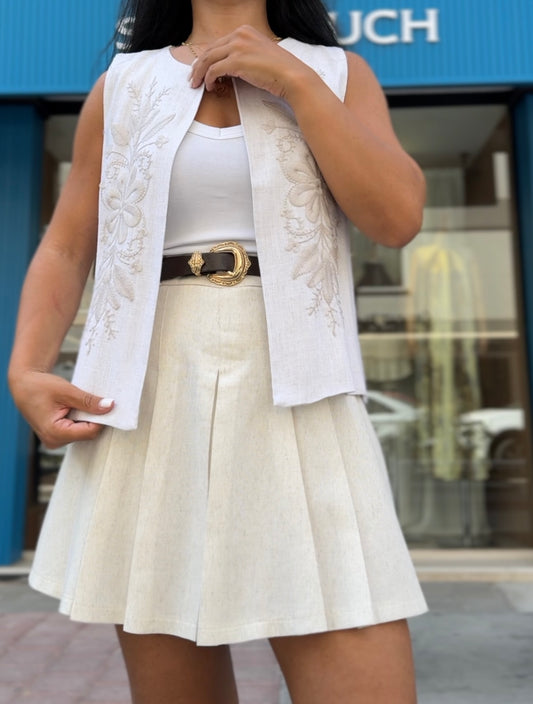 Keten Nakışlı Yelek