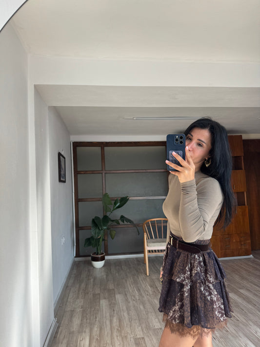 Kahverengi Şifon Etek