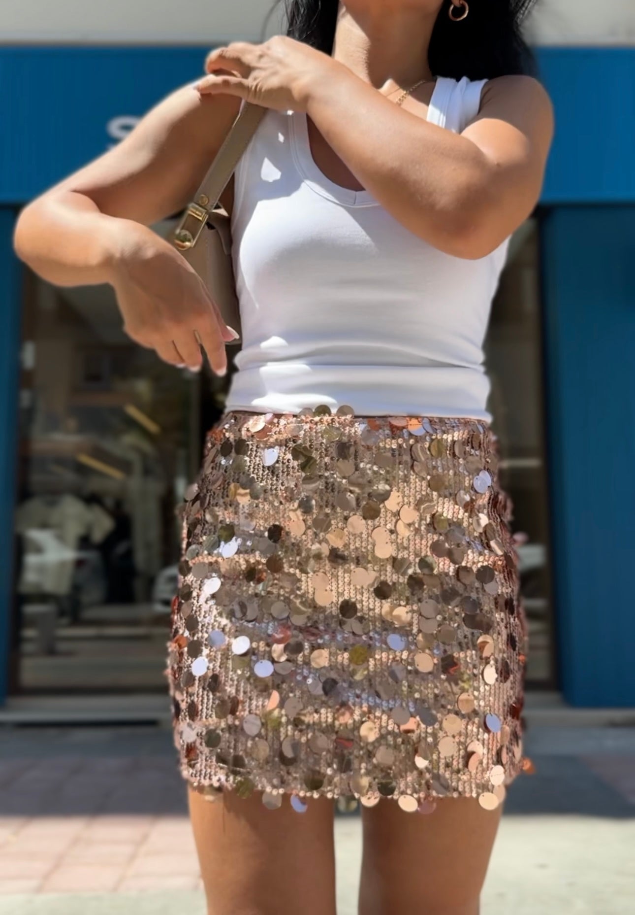 Pullu Bronz Etek