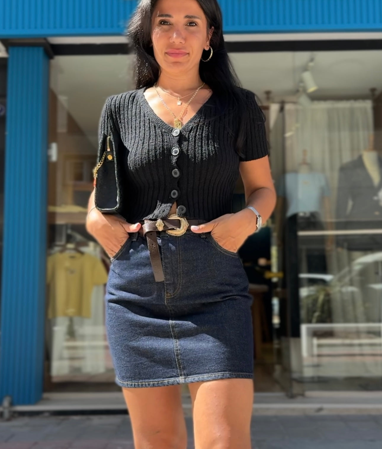 Düğmeli Triko Üst