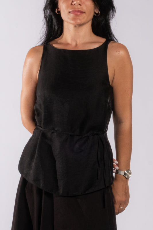 Bel Kuşaklı Keten Üst