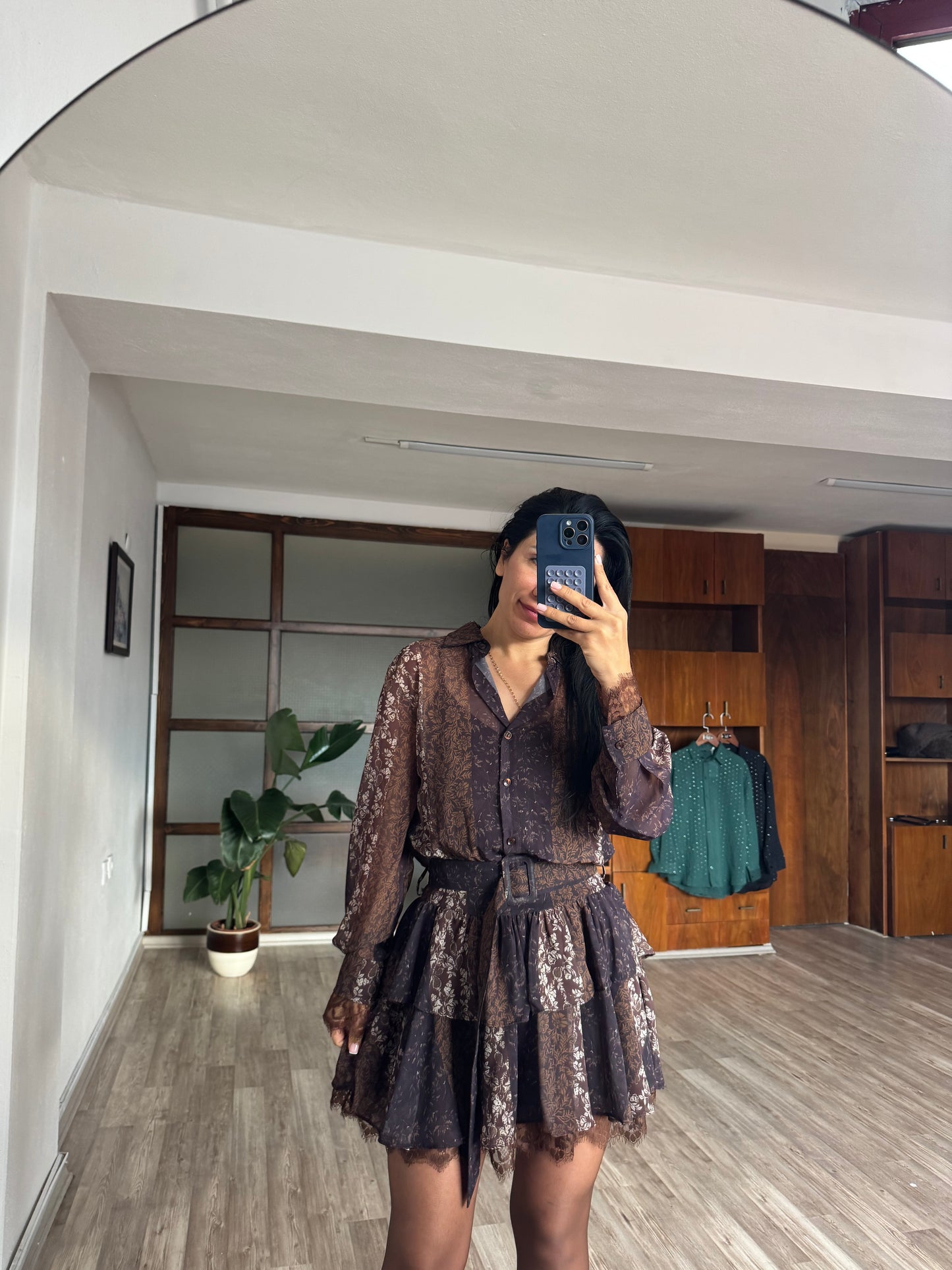 Kahve Kemerli elbise