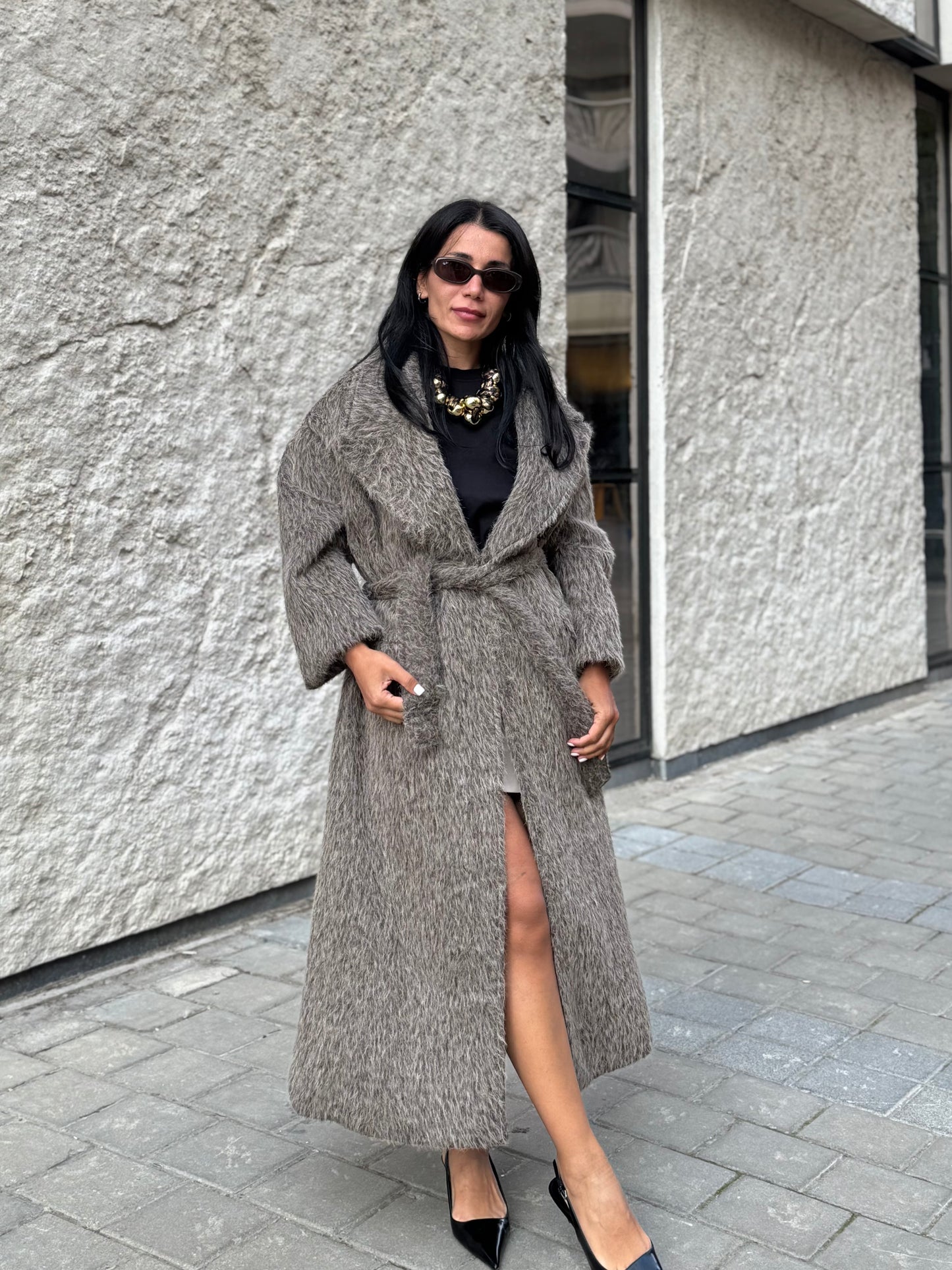 MAXİ Boy Tüylü Kaban