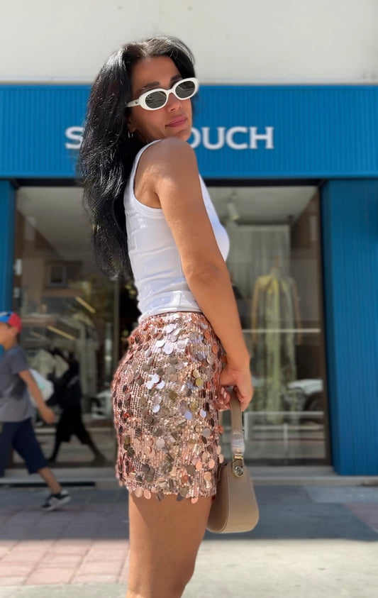 Pullu Bronz Etek