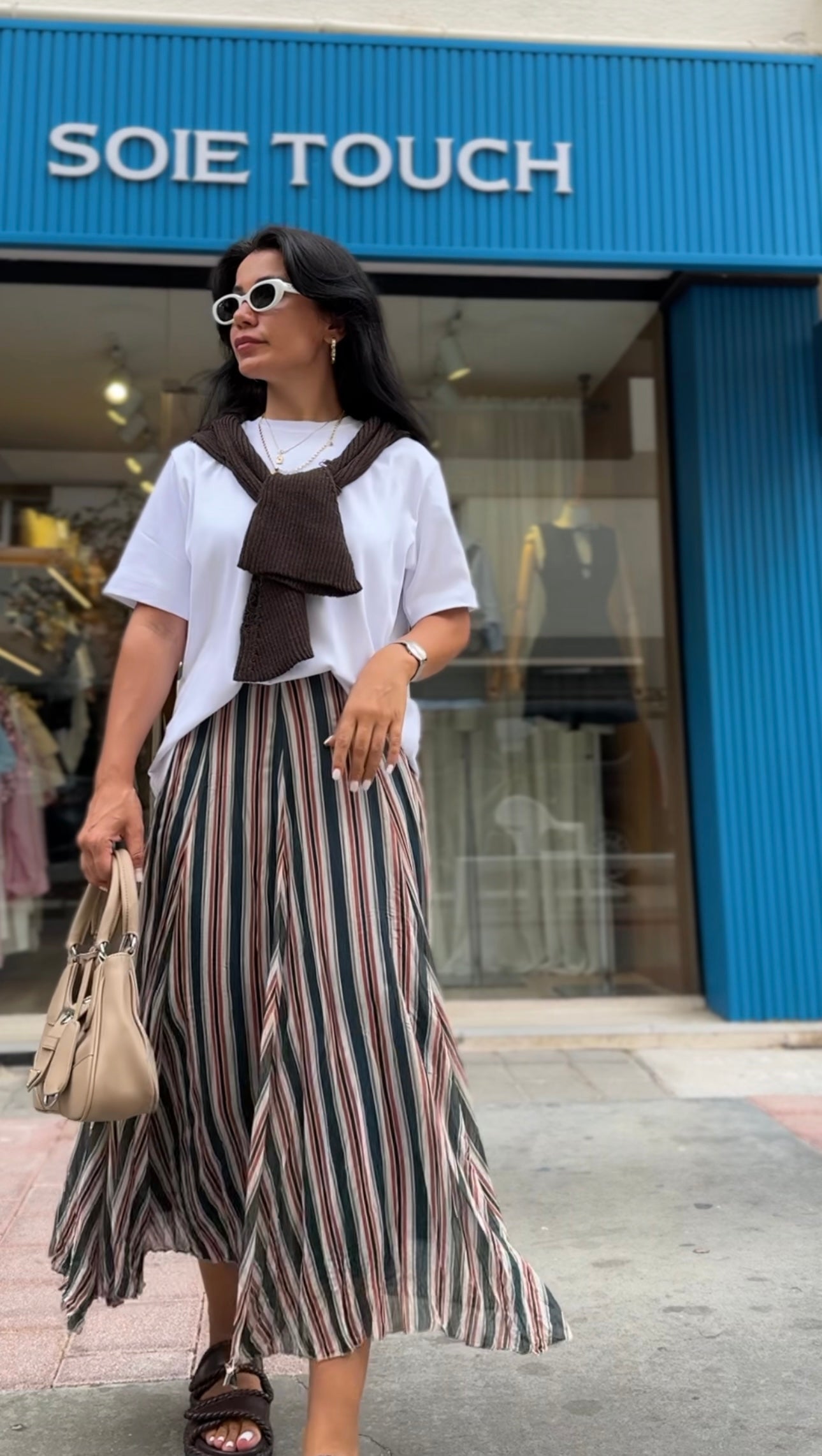 Şifon Etek Çizgili