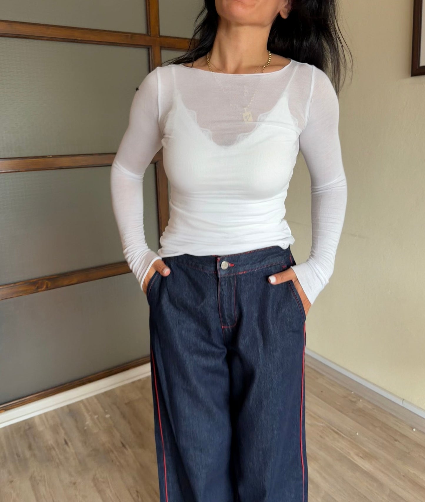 Transparan Kaşmir Bluz