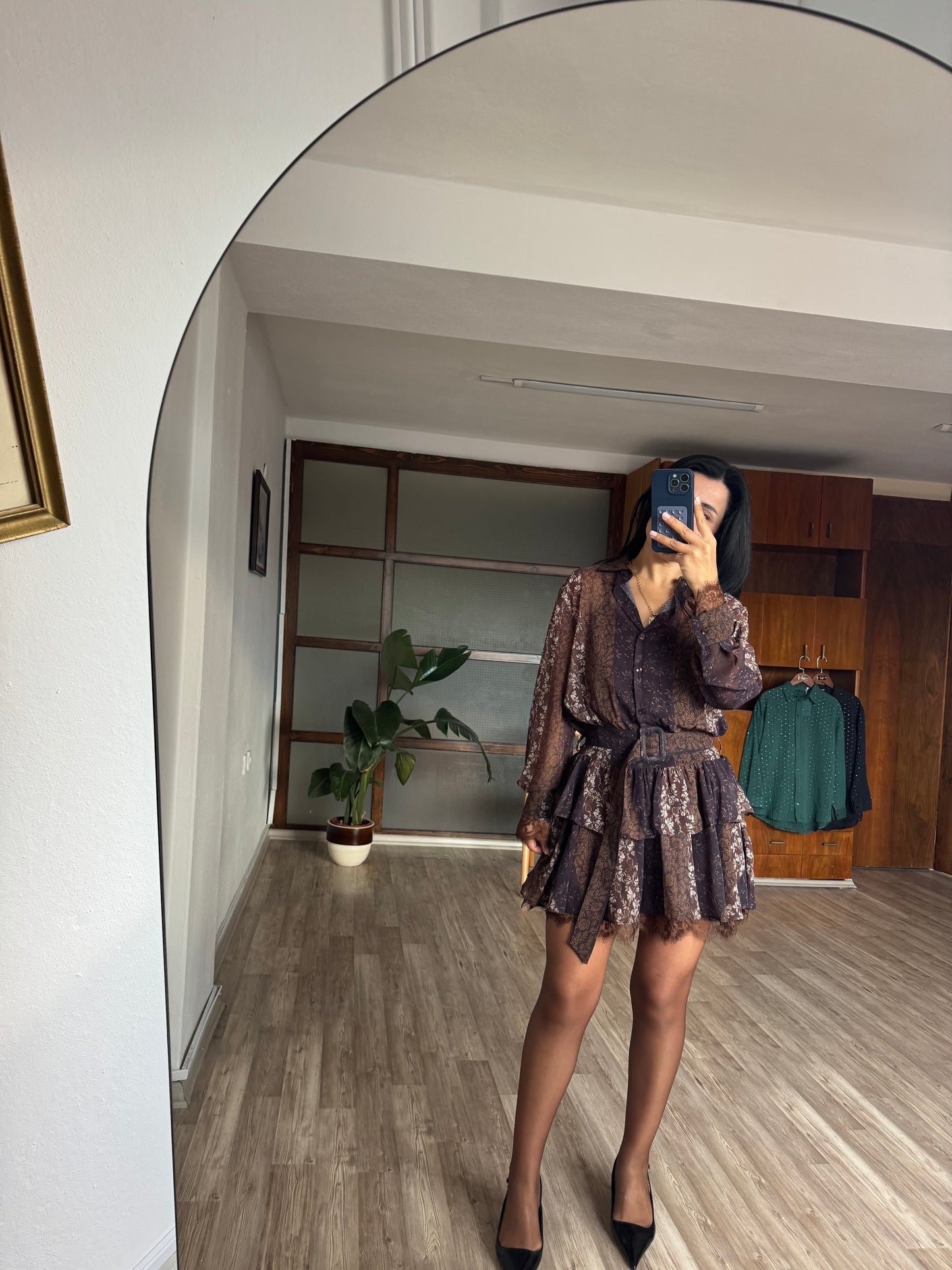 Kahve Kemerli elbise