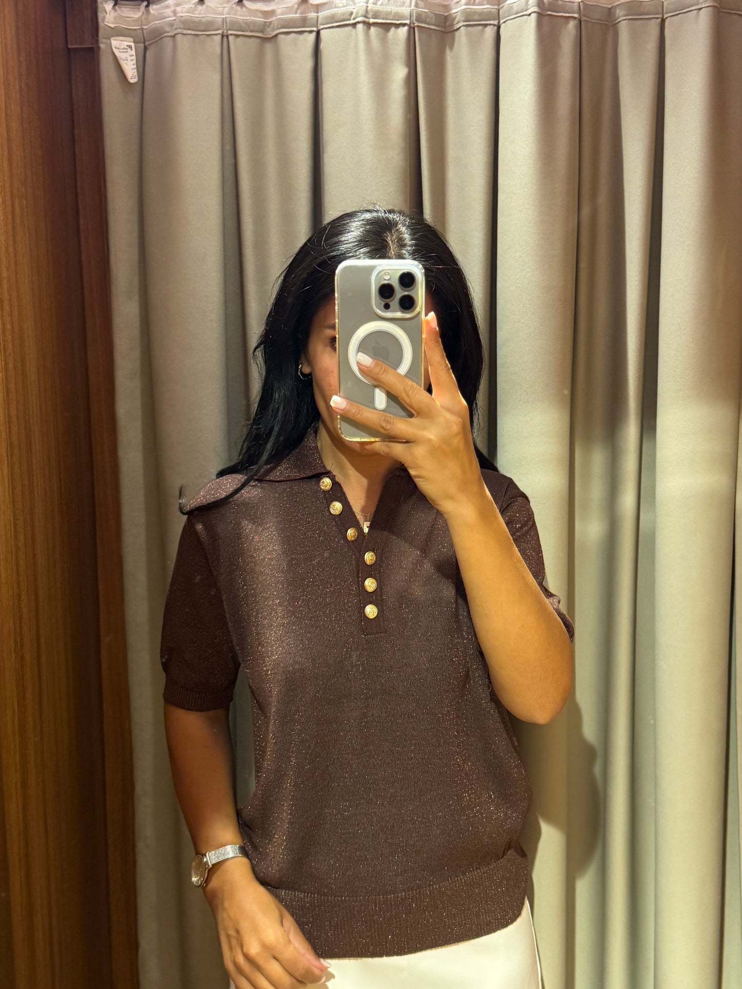 Simli POLO Yaka Bluz