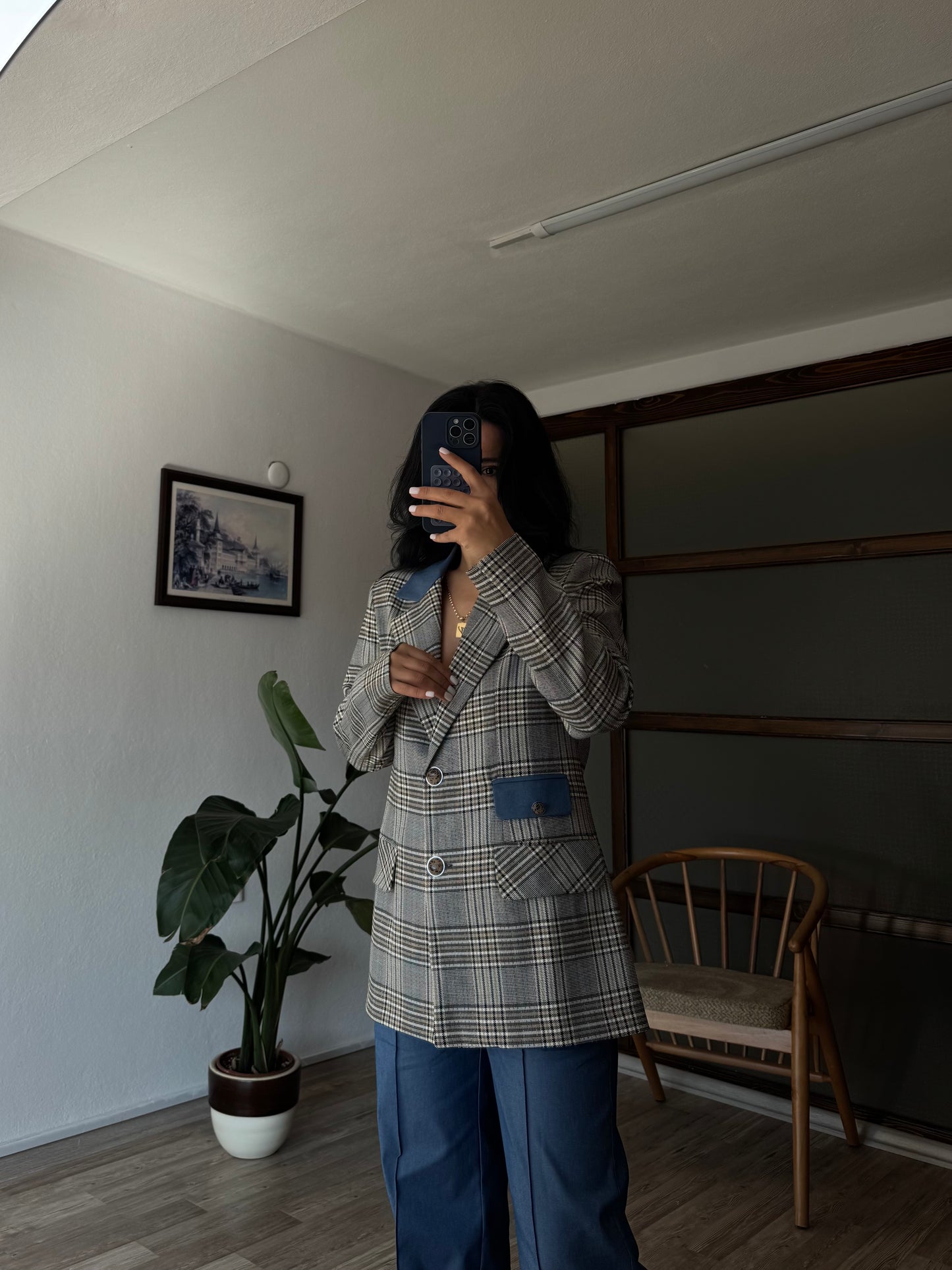 Ekoseli Blazer Takım