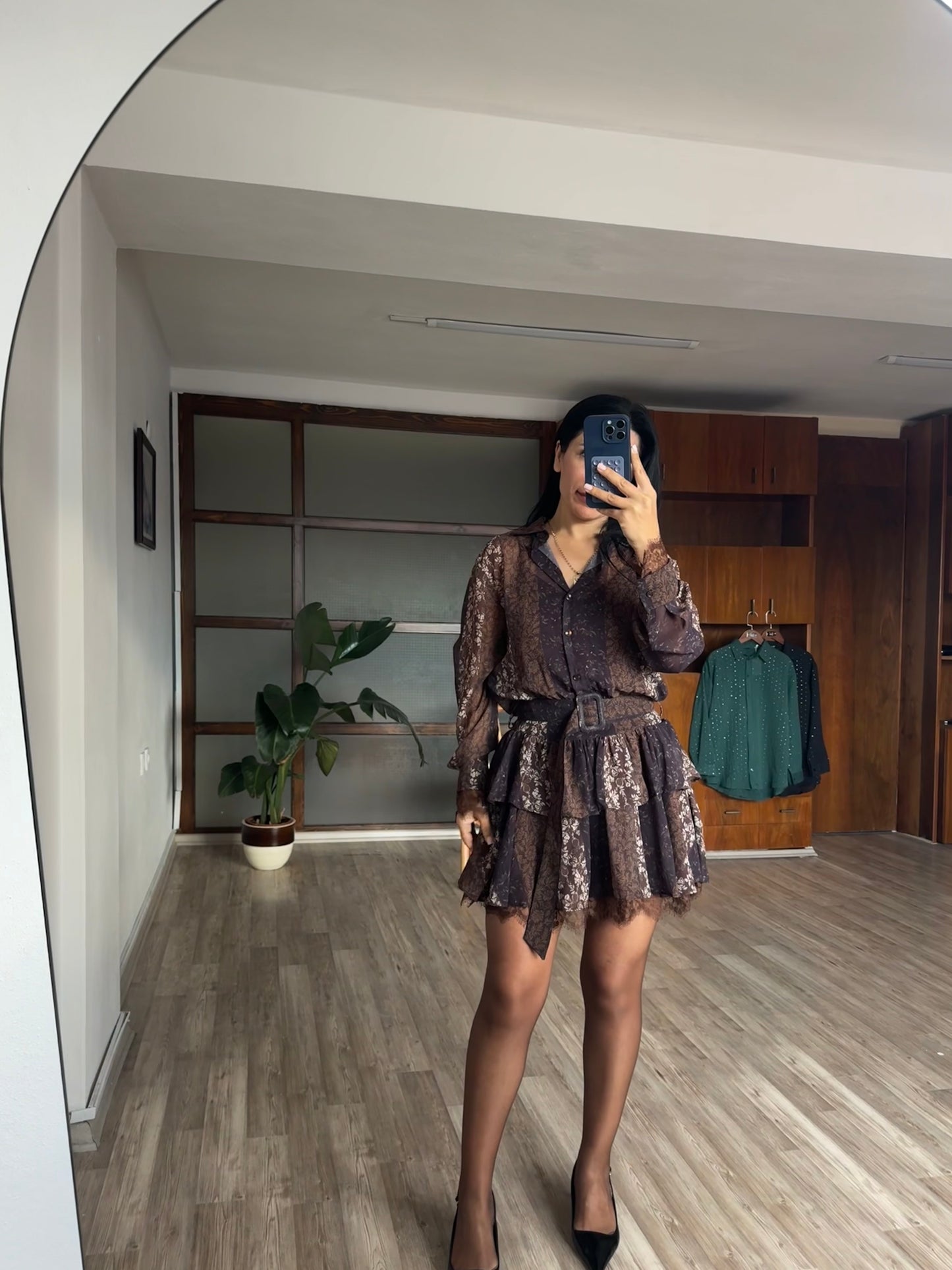 Kahve Kemerli elbise