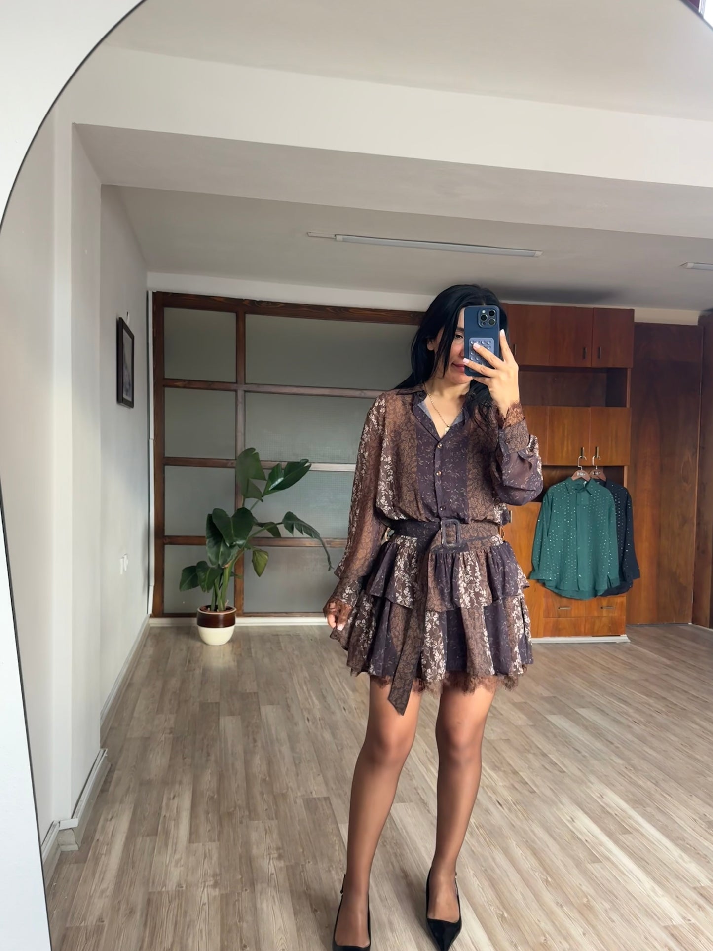 Kahve Kemerli elbise