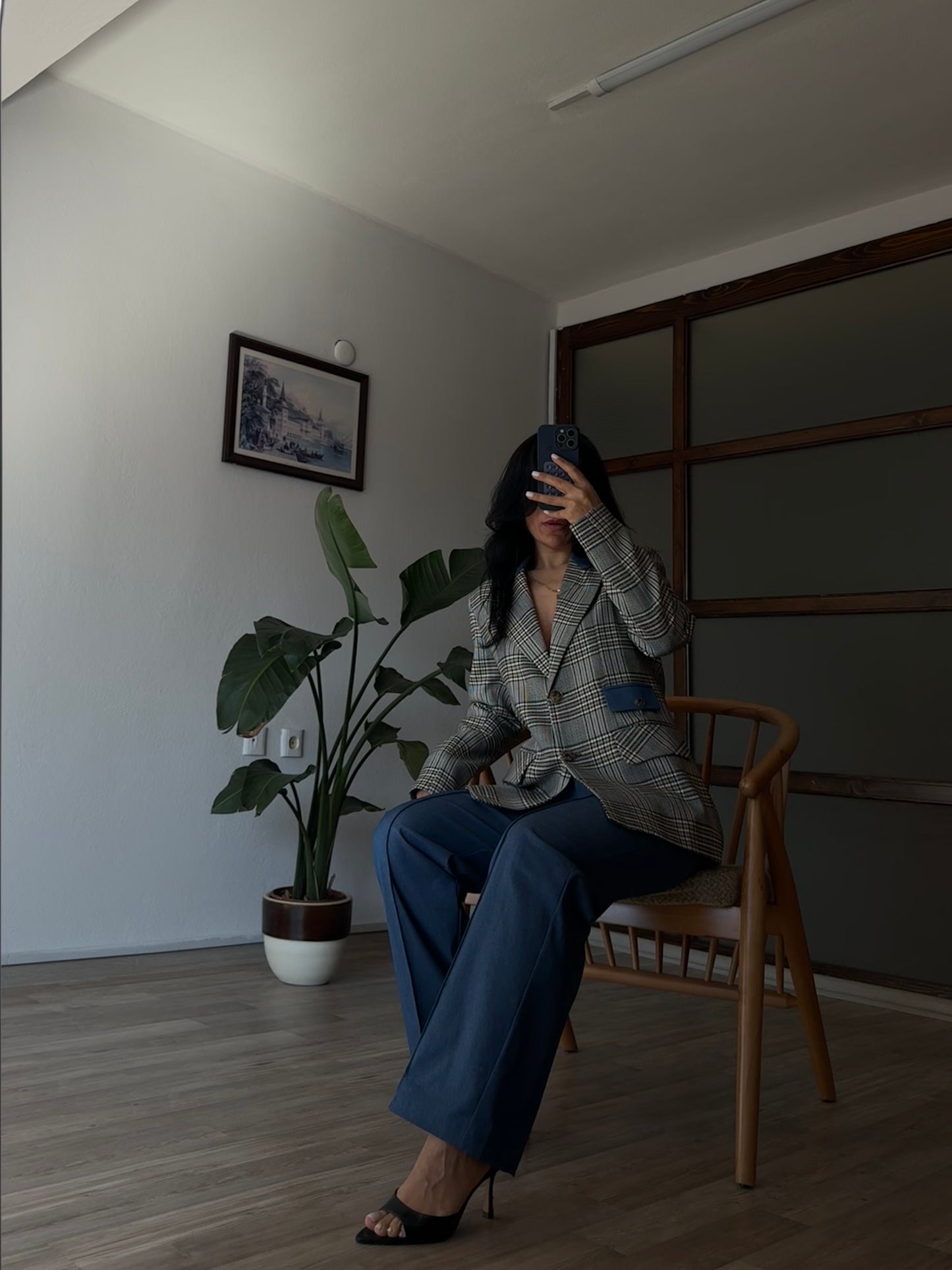 Ekoseli Blazer Takım