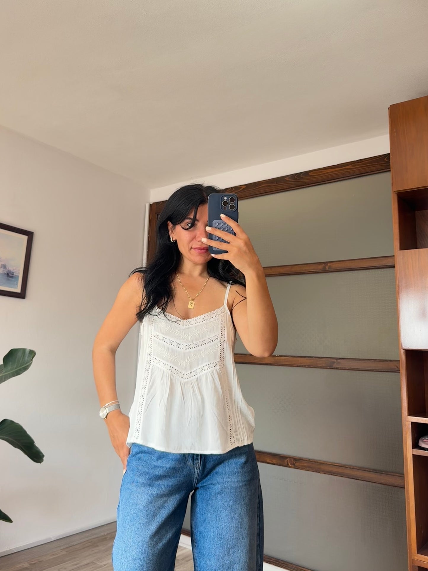 Nakışlı Beyaz Bluz