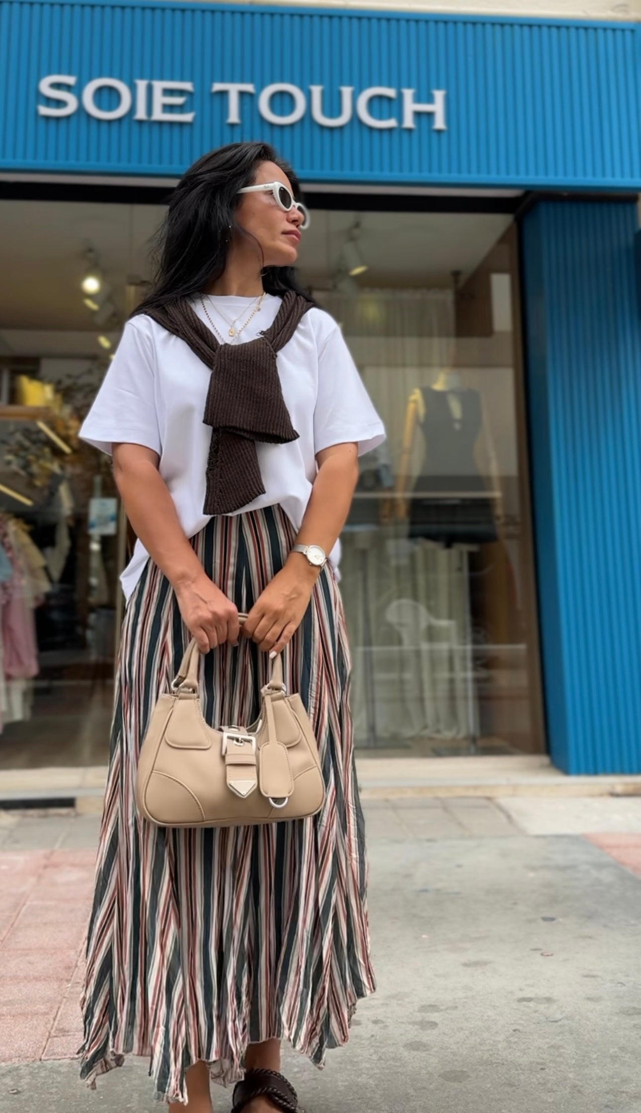 Şifon Etek Çizgili