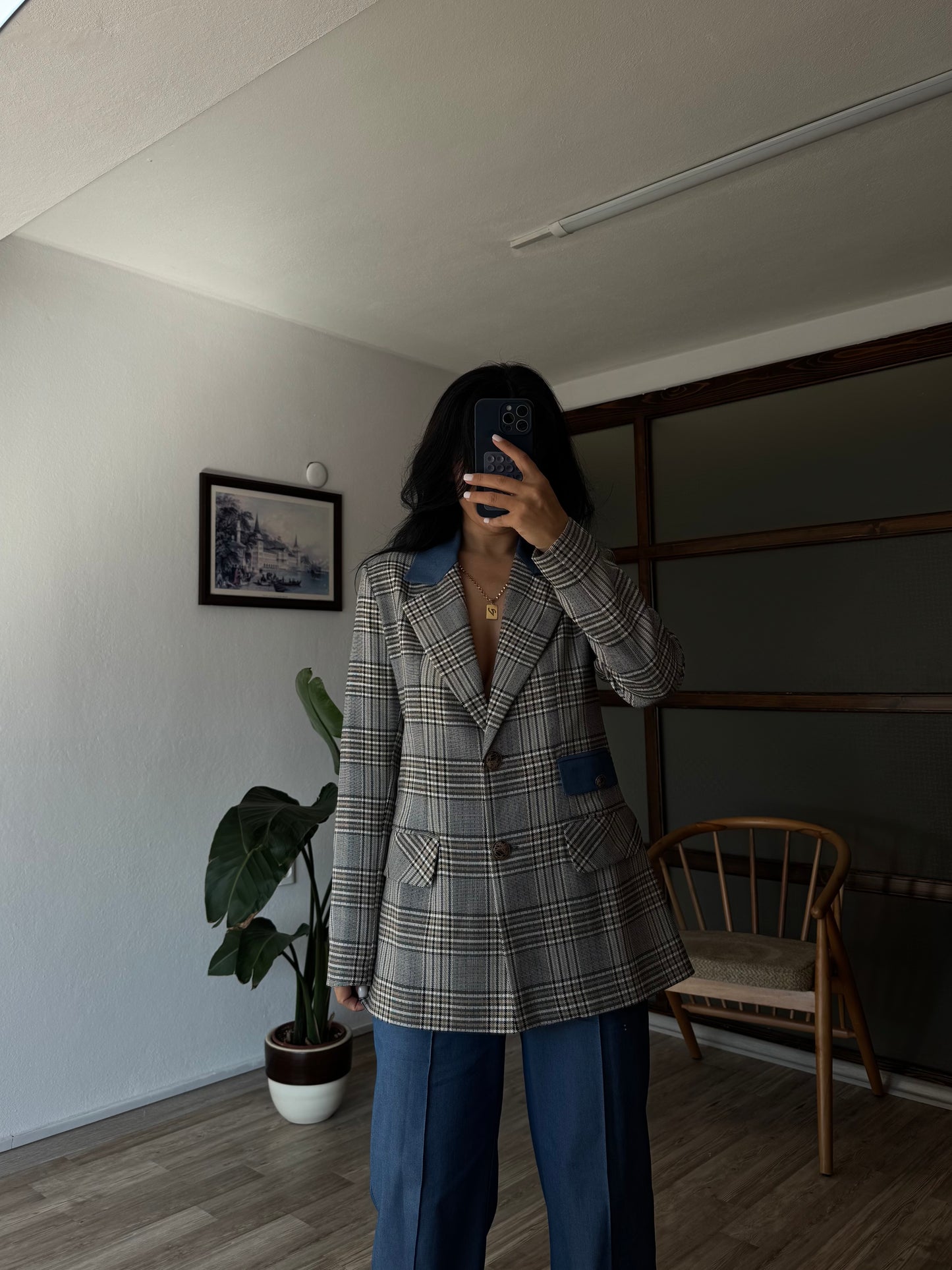 Ekoseli Blazer Takım